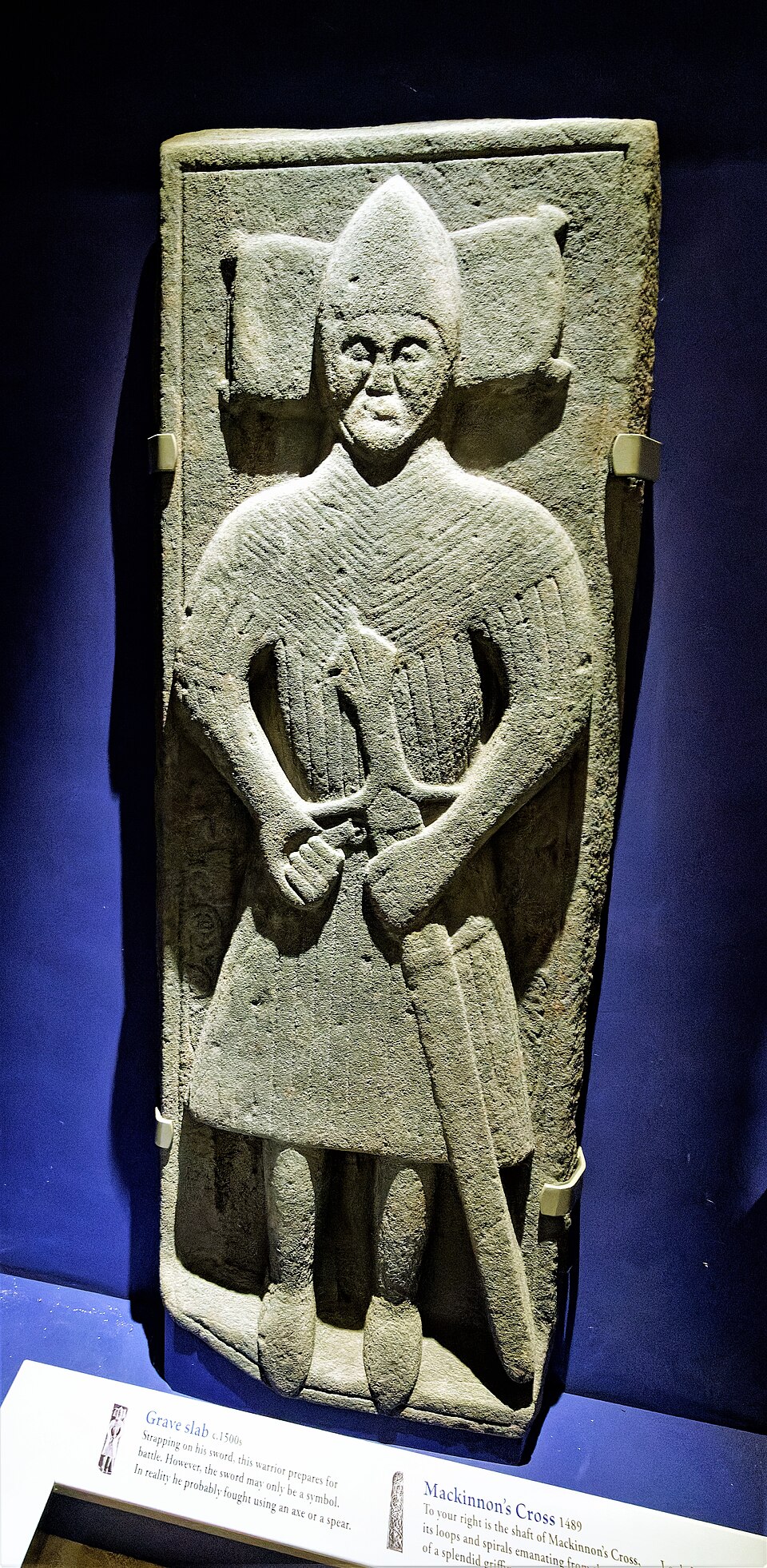 Medieval warrior grave slab from Iona Abbey museum
