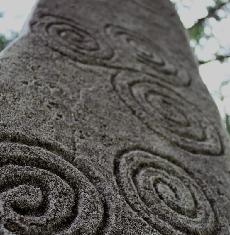Celtic spirals and flame motif